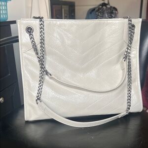 Light gray Quilted Chain Shoulder Bag